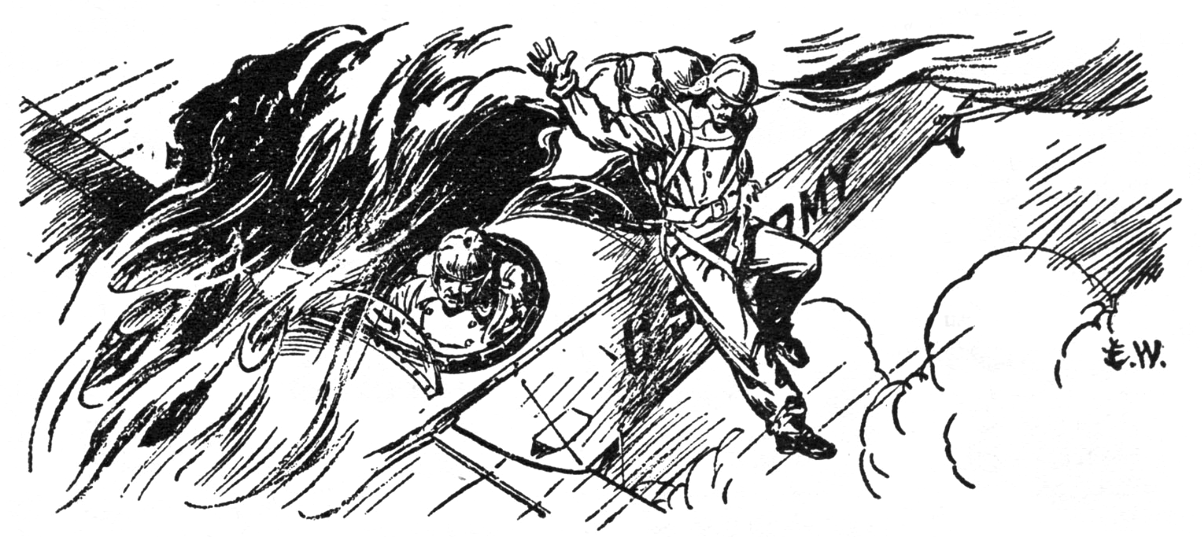 two pilots on an aircraft of fire